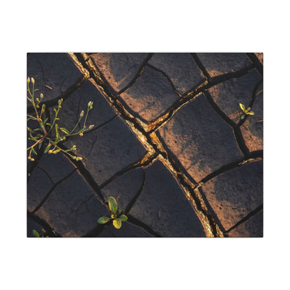 Kintsugi Cracked Earth in Golden Hour | Gold Vein Canvas Art