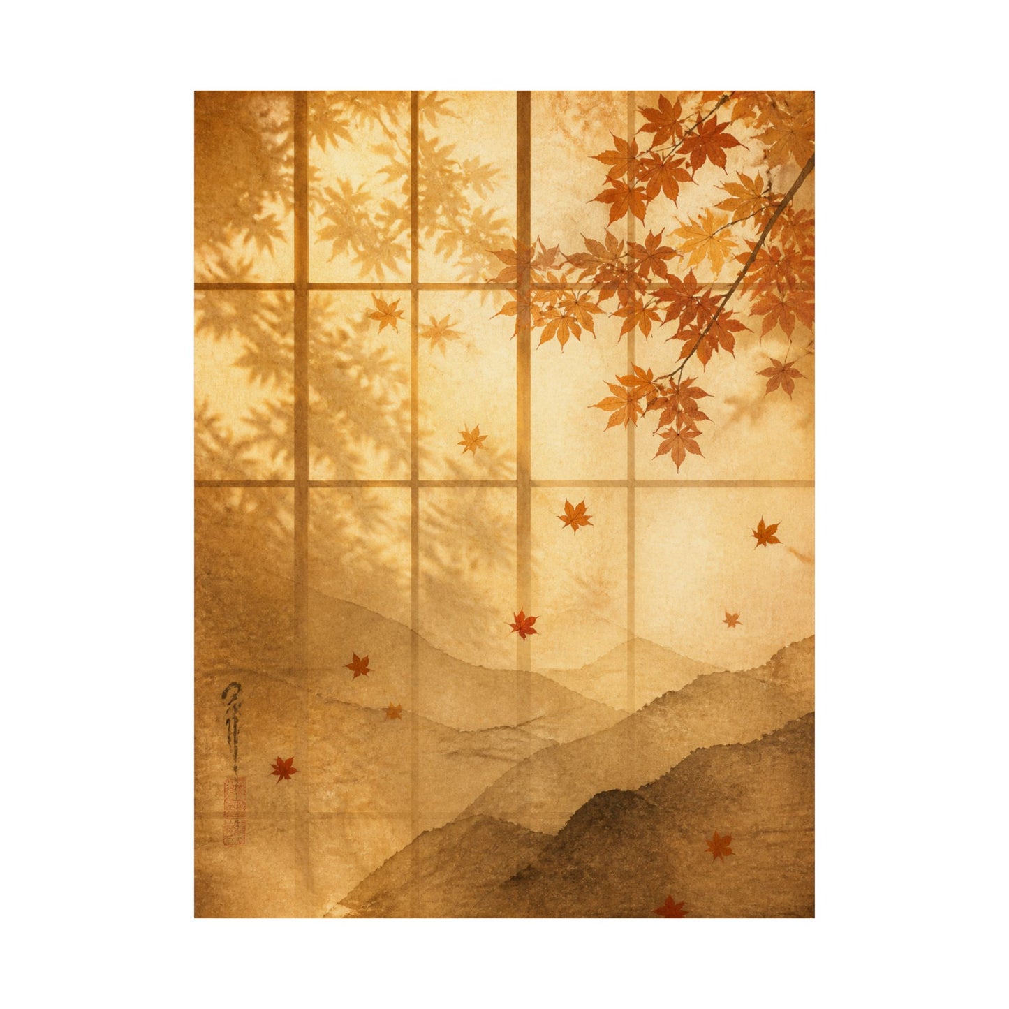 Shoji Screen Wall Art Print | Autumn Japandi Texture Art