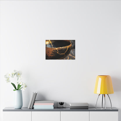 Kintsugi Ceramic Bowl in Golden Hour | Gold Vein Canvas Art