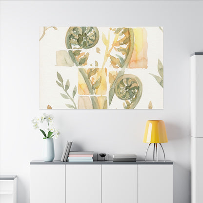 Earthy Fern Unfurling Canvas Art - Watercolor Japandi