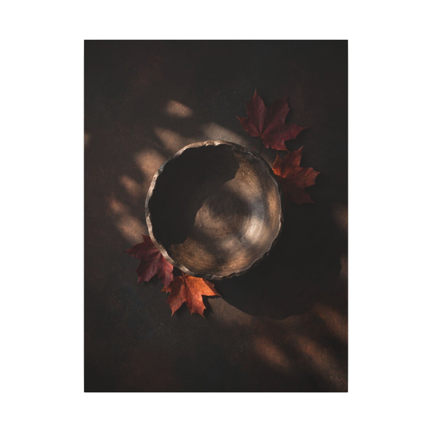 Ceramic Bowl Canvas Art | Autumn Dark Japandi Dark Texture Art
