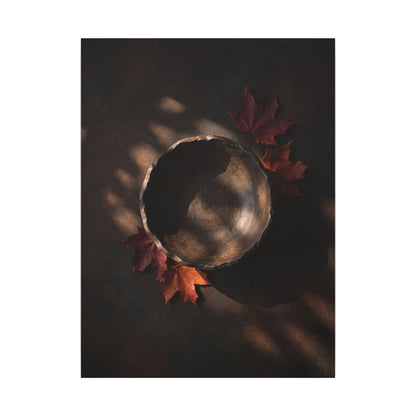 Ceramic Bowl Canvas Art | Autumn Dark Japandi Dark Texture Art