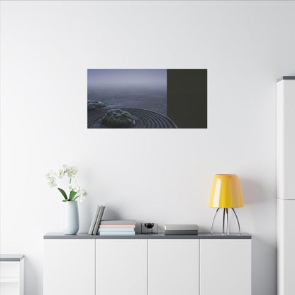 Ma Rock Garden Canvas Art - Dark Japandi Moody Minimal