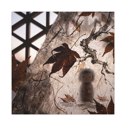 Shoji Screen Autumn Canvas Art | Dark Japandi Atmospheric Design