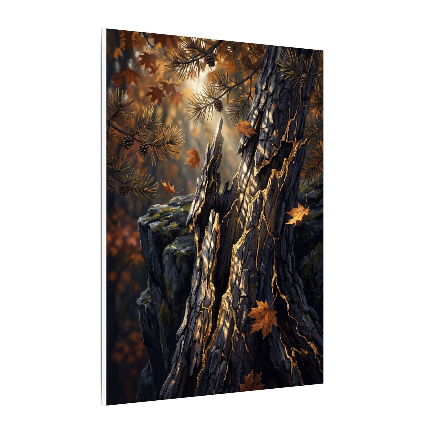 Pine Tree Autumn Canvas Art | Kintsugi Beautiful Design