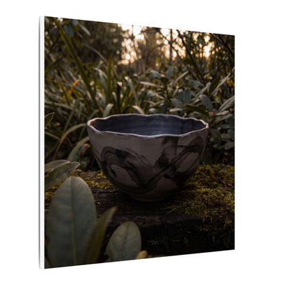 Ceramic Bowl Canvas Art | Summer Dark Japandi Charcoal Ink Art