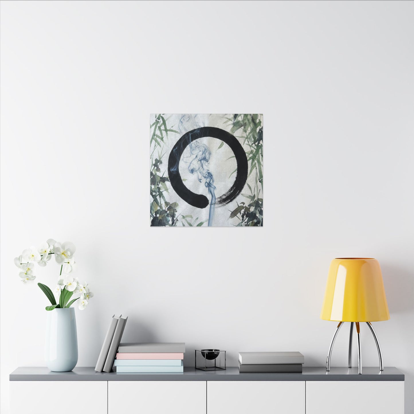Zen Incense Smoke in Moonlight | Enso Canvas Art