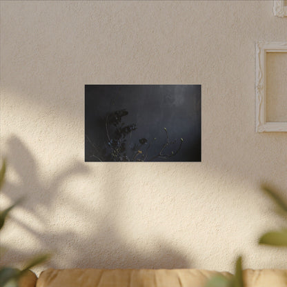 Dried Flowers Spring Canvas Art | Dark Japandi Moody Design