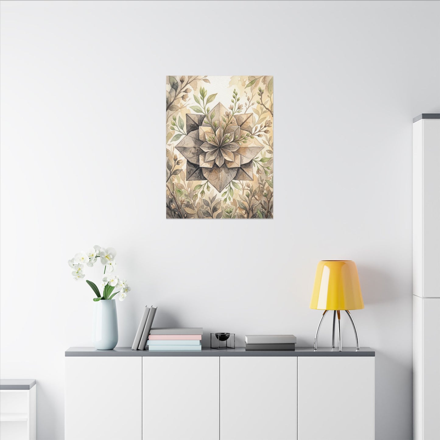 Warm Paper Fold Canvas Art - Watercolor Japandi