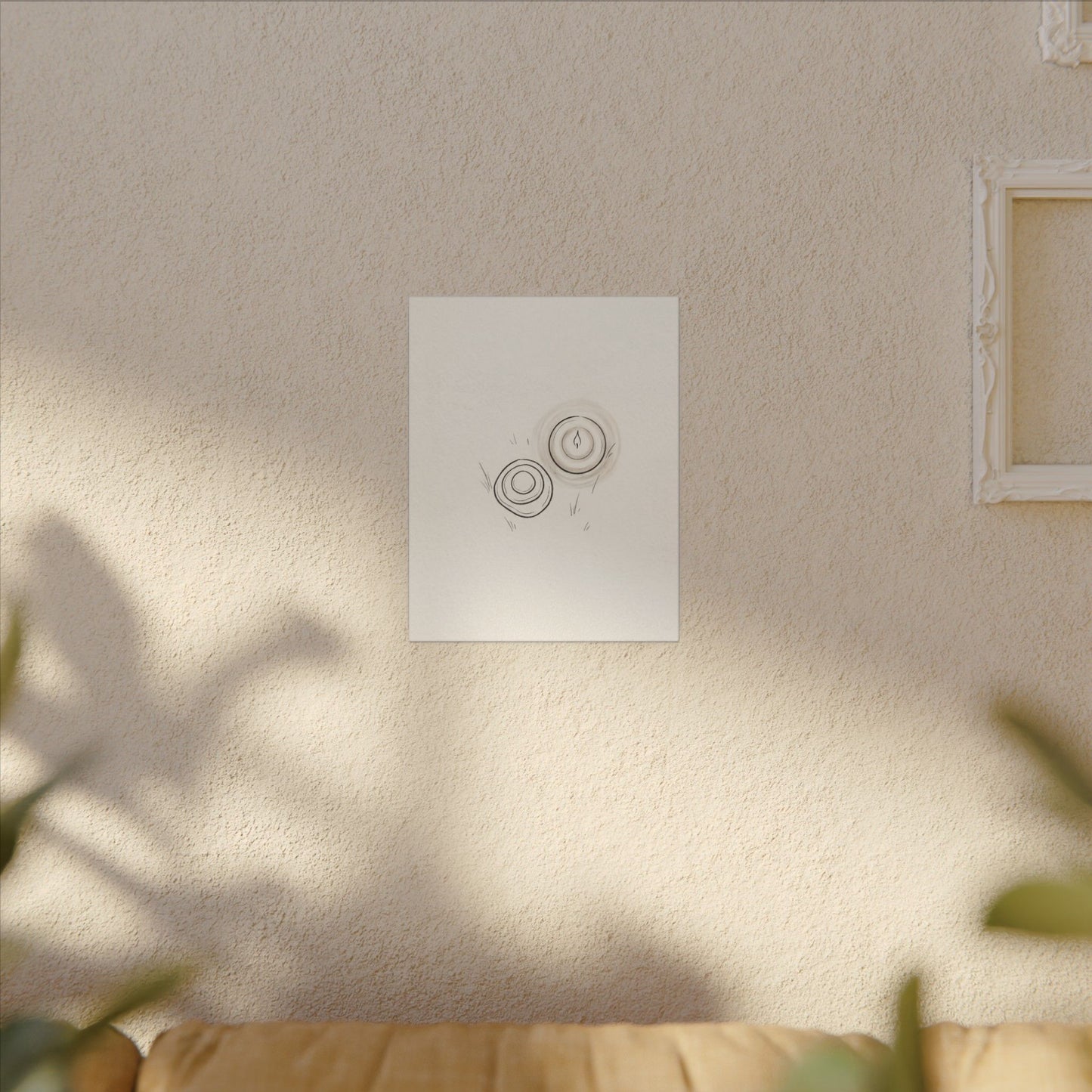River Stones Canvas Art | Winter Japandi Minimal Line Art