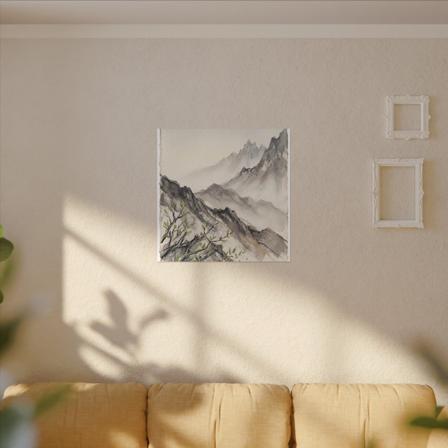 Spring Mountain Mist Texture Canvas Art | Warm Decor