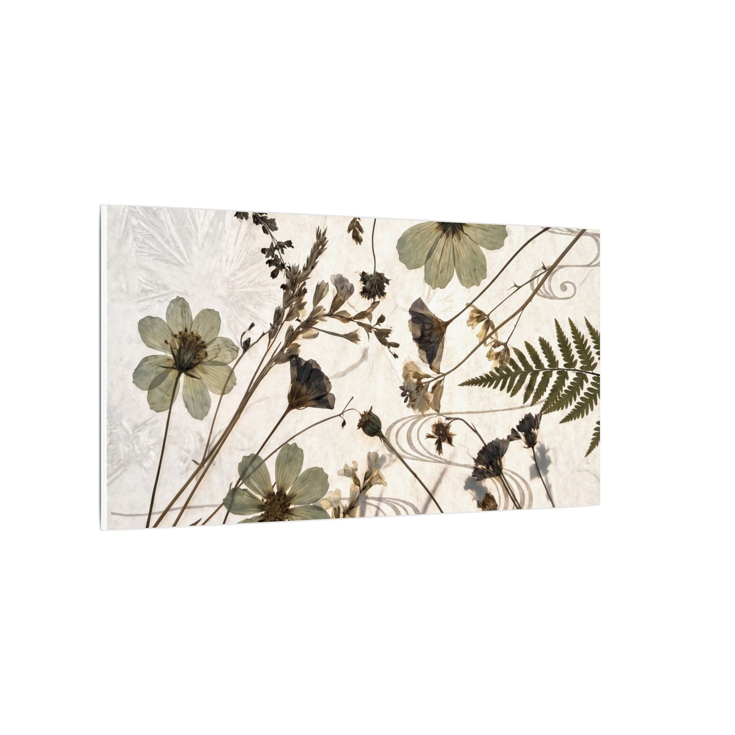 Japandi Dried Flowers in Golden Hour | Japanese Pattern Canvas Art