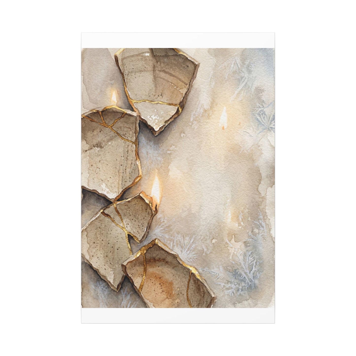 Broken Pottery Winter Canvas Art | Japandi Warm Design