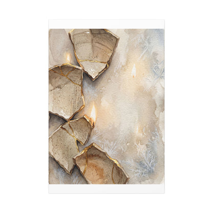 Broken Pottery Winter Canvas Art | Japandi Warm Design