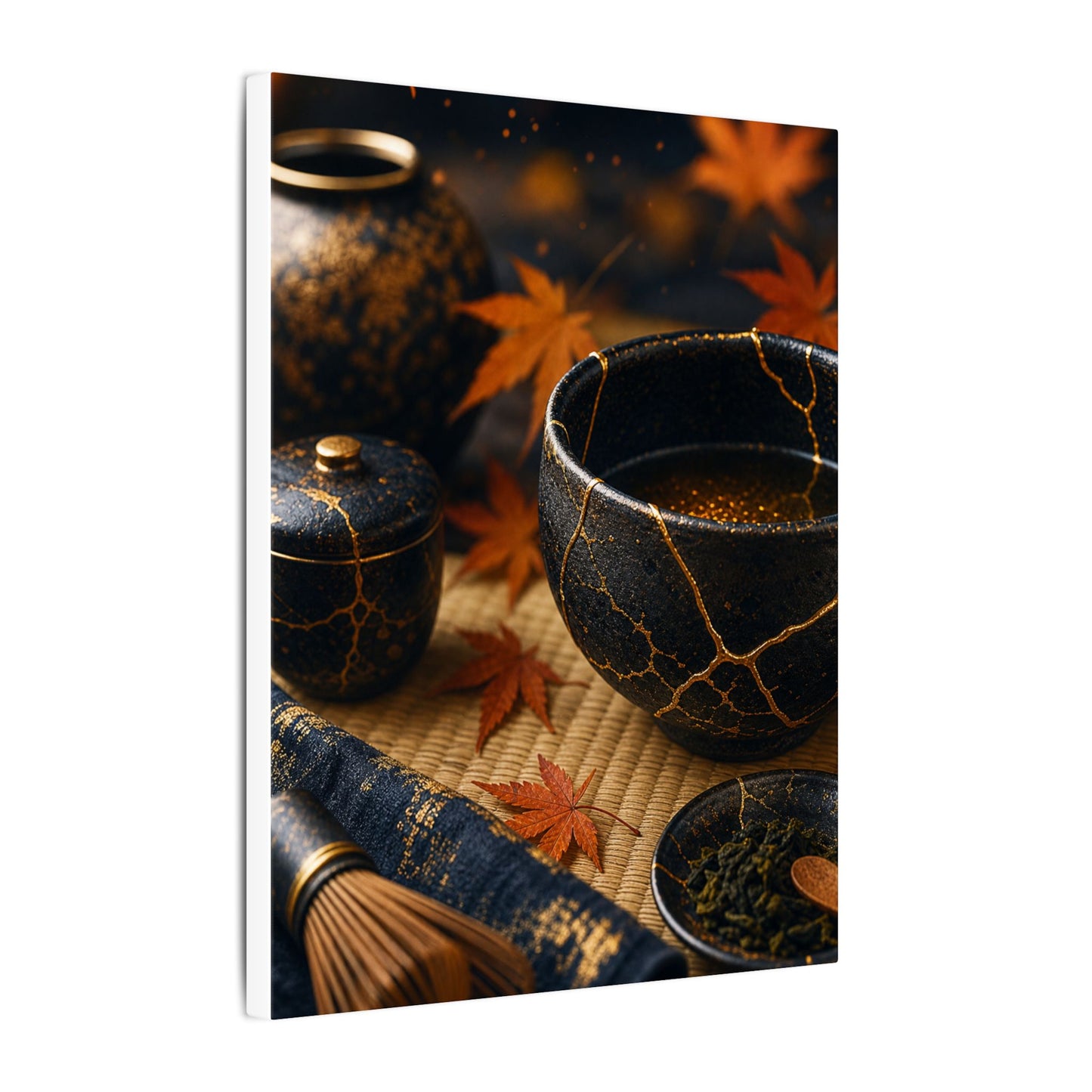 Seijaku Tea Ceremony Canvas Art - Kintsugi Gold Repair