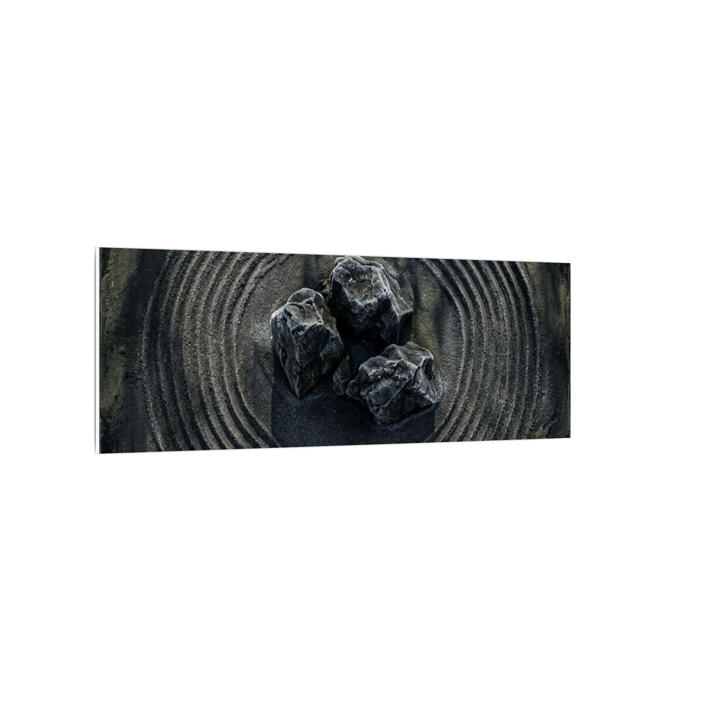 Moody Rock Garden Canvas Art - Dark Texture Dark Japandi