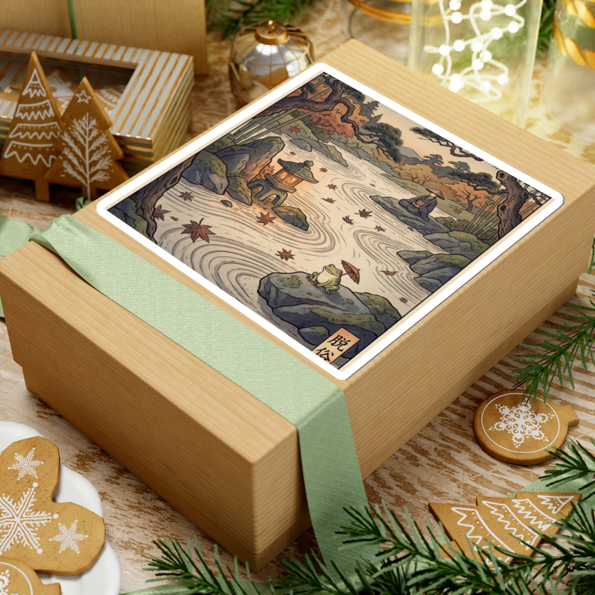 Rock Garden Sticker | Autumn Zen Ukiyo E Inspired Art Art Print