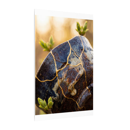 Fukinsei Rust Patina Canvas Art - Kintsugi Gold Repair