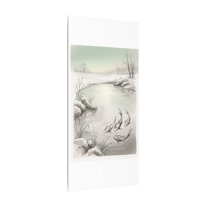 Koi Pond Minimal Line Canvas Art | Cozy Japandi Art