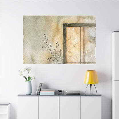 Ma Shoji Screen Canvas Art - Japandi Watercolor