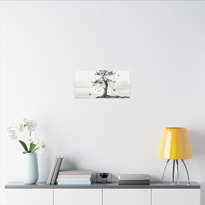 Japandi Pine Tree in Overcast | Watercolor Canvas Art