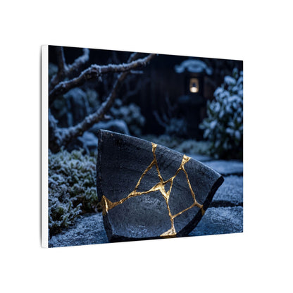 Moonlit Garden Winter Canvas Art | Kintsugi Artful Design
