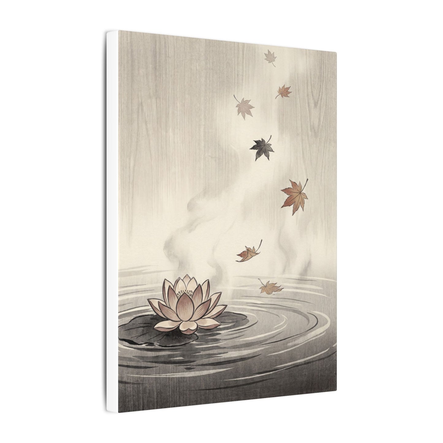 Lotus Flower Canvas Art | Autumn Zen Ukiyo E Inspired Art