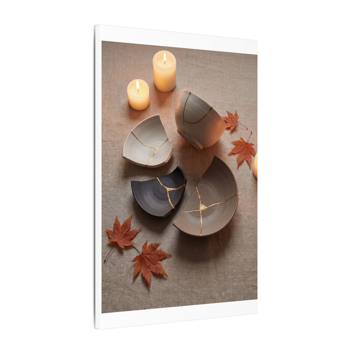 Candlelight Broken Pottery Canvas Art - Japandi Ma