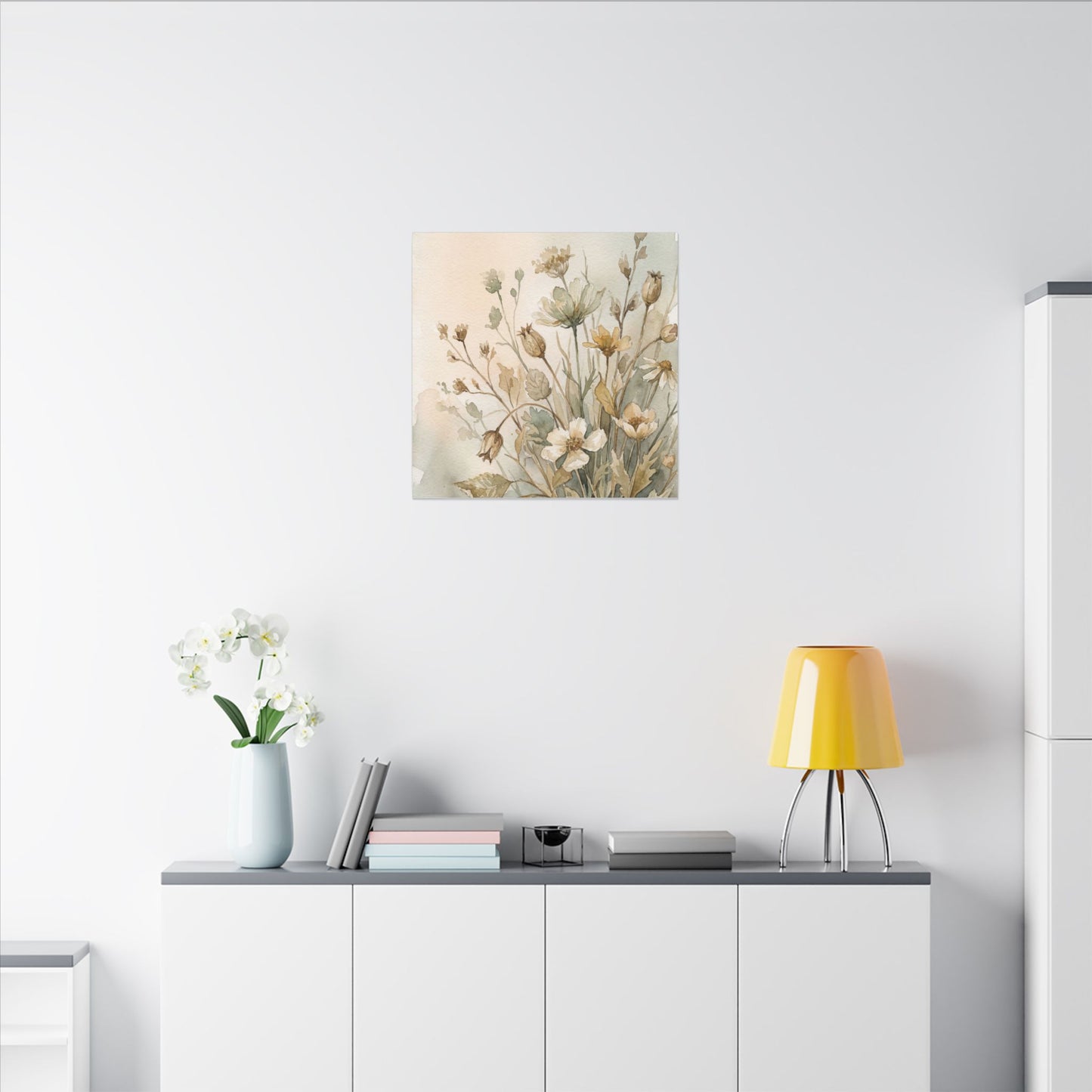 Summer Dried Flowers Watercolor Canvas Art | Elegant Decor