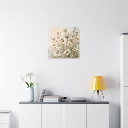 Summer Dried Flowers Watercolor Canvas Art | Elegant Decor