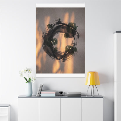 Ink Brushstroke Spring Canvas Art | Dark Japandi Bold Design
