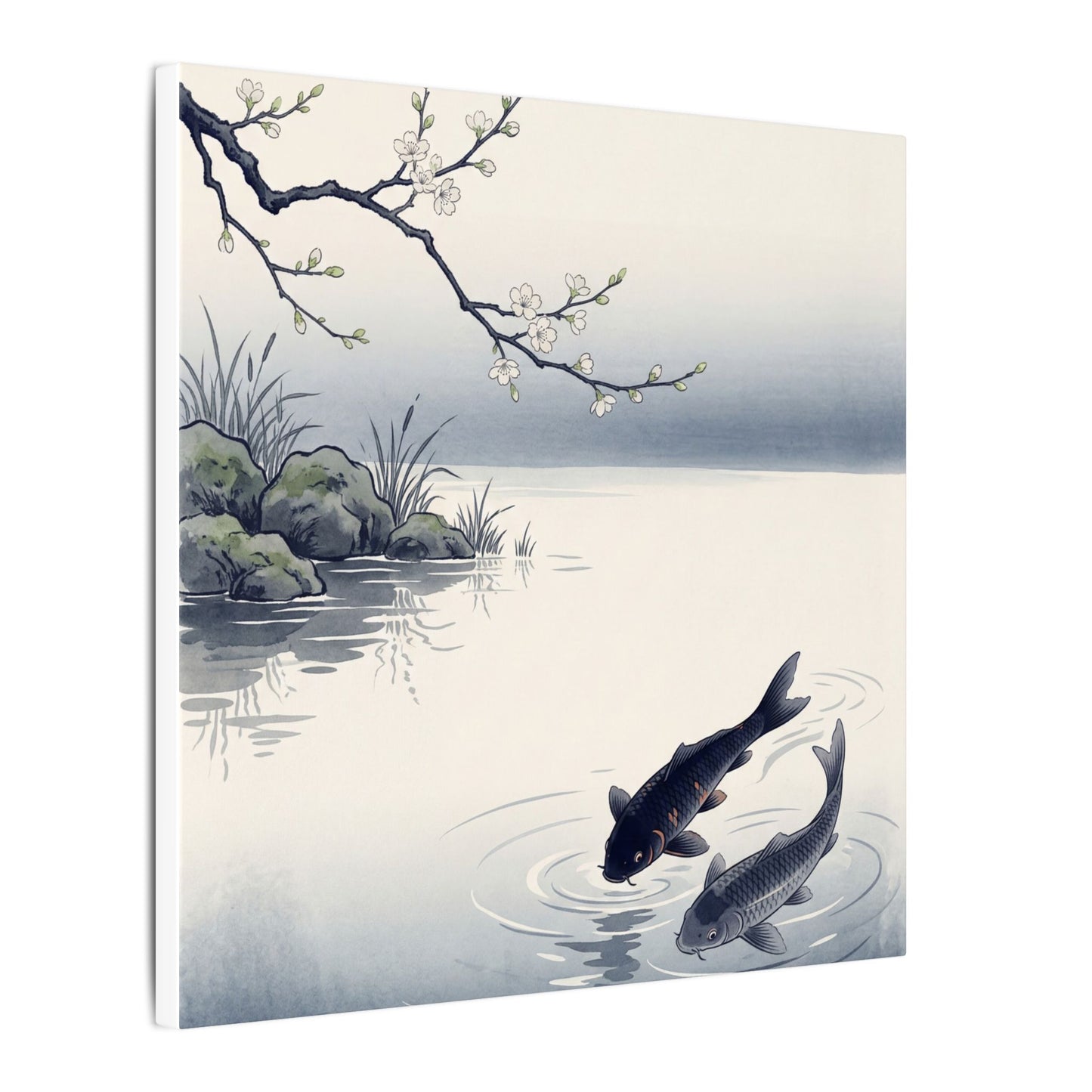 Ma Koi Pond Canvas Art - Zen Ukiyo E Inspired