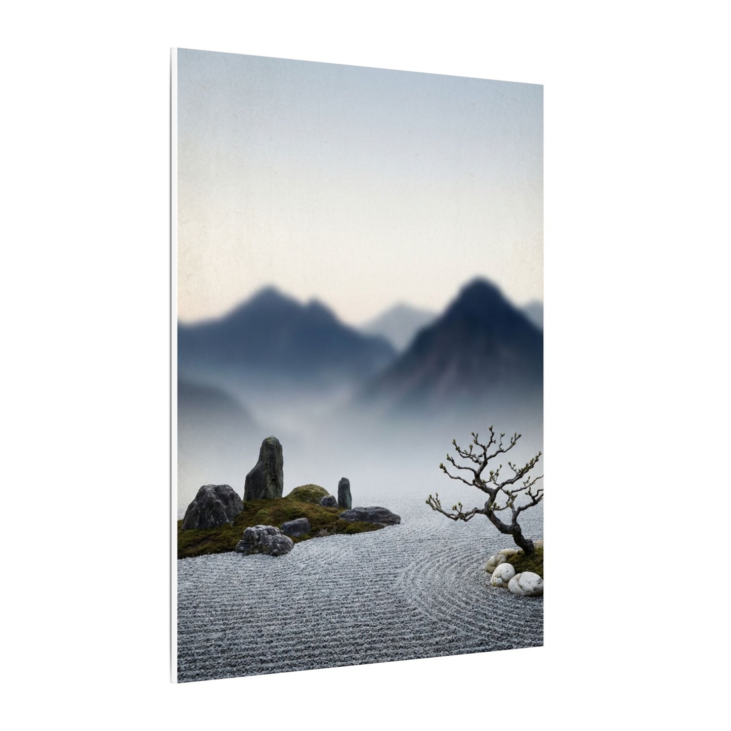 Mountain Mist Karesansui Canvas Art | Contemplative Zen Art