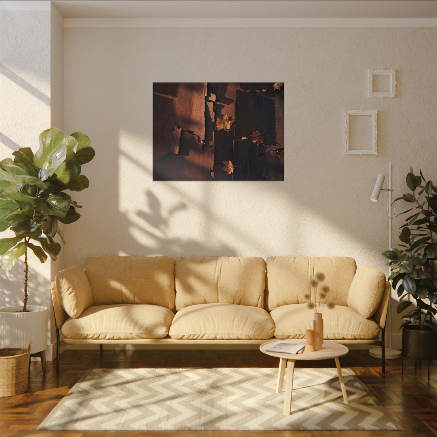Seijaku Rust Patina Canvas Art - Dark Japandi Shadow Zen