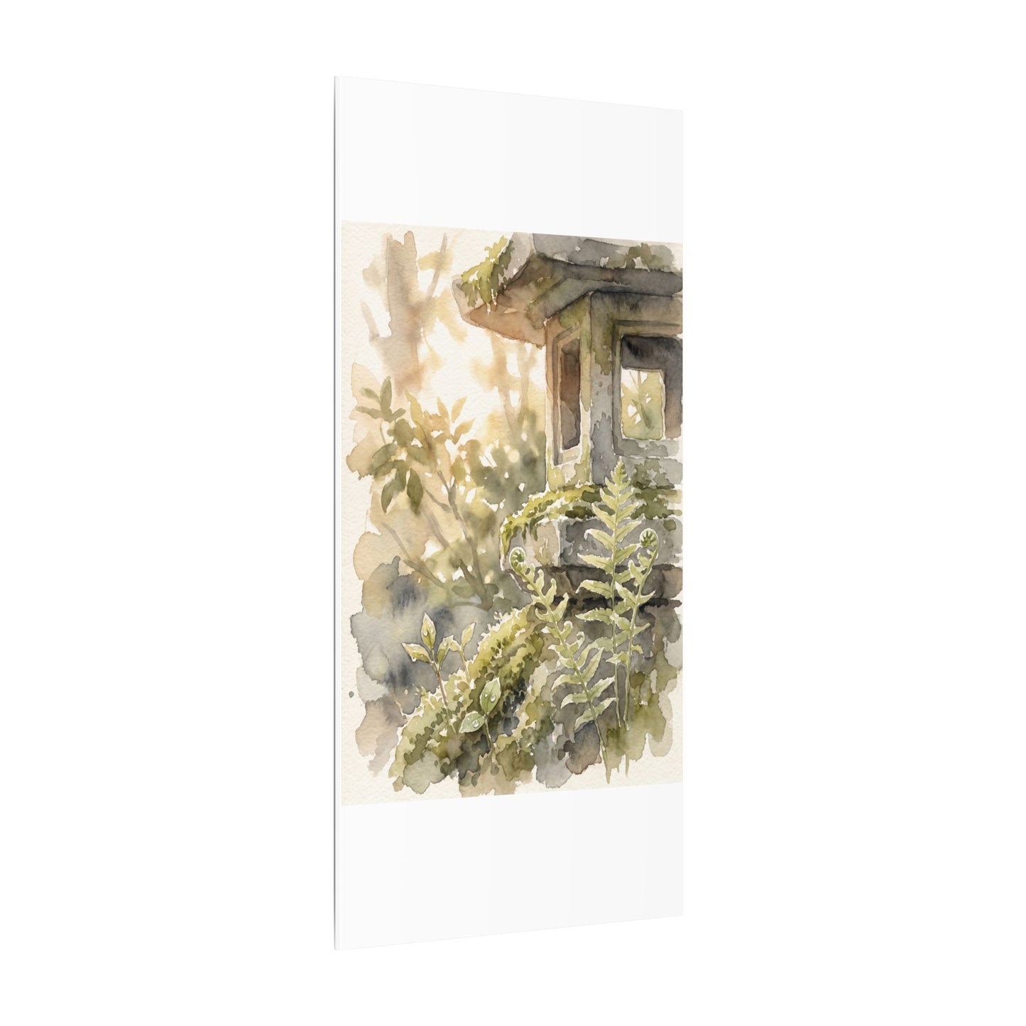 Earthy Stone Lantern Canvas Art - Watercolor Japandi