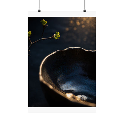 Ma Ceramic Bowl Wall Art Print - Dark Japandi Shadow Zen