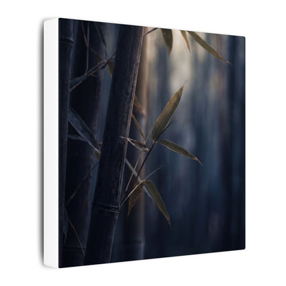 Dark Japandi Bamboo Grove in Dawn | Moody Minimal Canvas Art