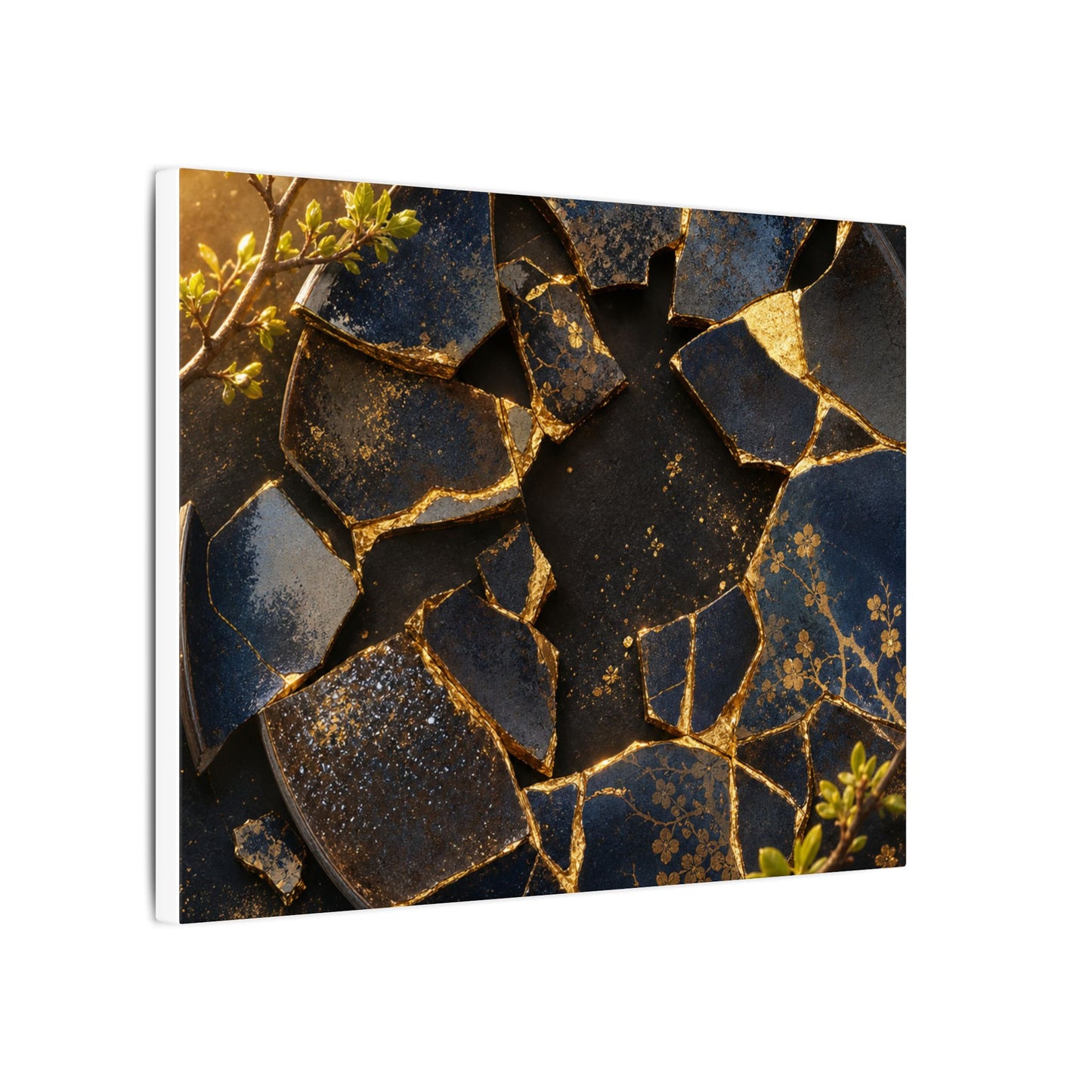 Golden Hour Broken Pottery Canvas Art - Kintsugi Ma