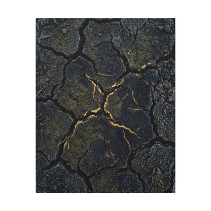 Overcast Cracked Earth Canvas Art - Dark Japandi Ma