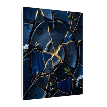 Moonlight Broken Pottery Canvas Art - Kintsugi Fukinsei