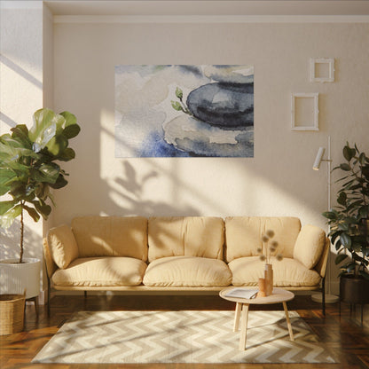 River Stones Watercolor Canvas Art | Cozy Japandi Art