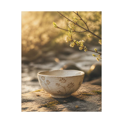 Neutral Ceramic Bowl Canvas Art - Japanese Pattern Japandi