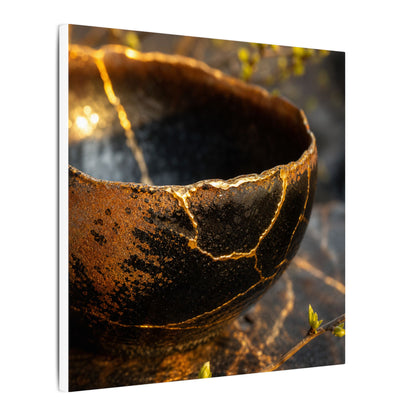 Kintsugi Ceramic Bowl in Golden Hour | Gold Vein Canvas Art