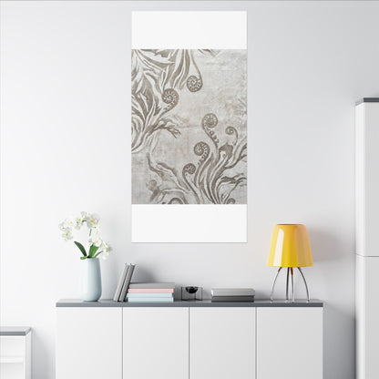 Japandi Fern Unfurling in Overcast | Japanese Pattern Canvas Art