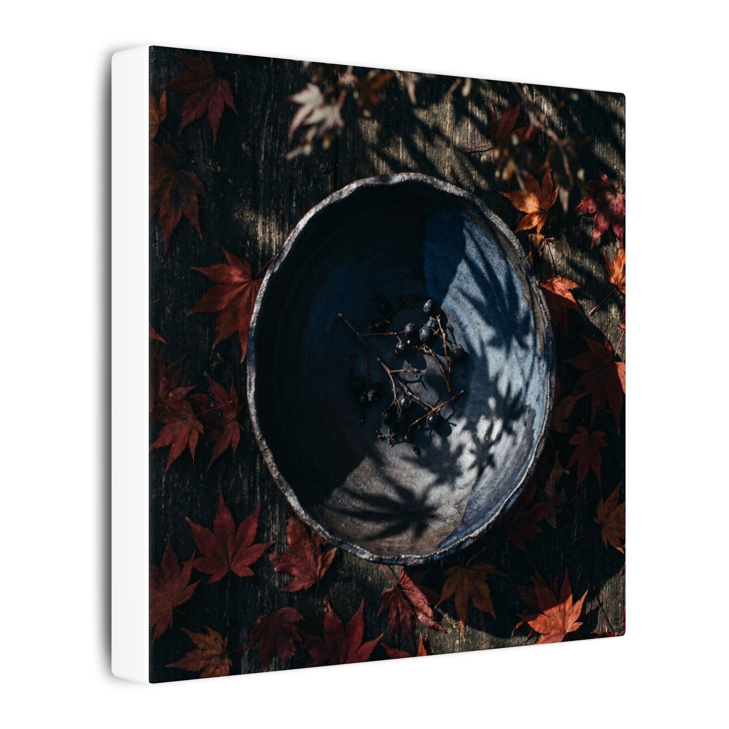 Autumn Ceramic Bowl Shadow Zen Canvas Art | Bold Decor