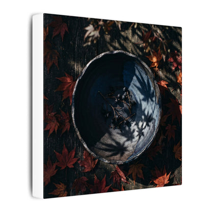 Autumn Ceramic Bowl Shadow Zen Canvas Art | Bold Decor