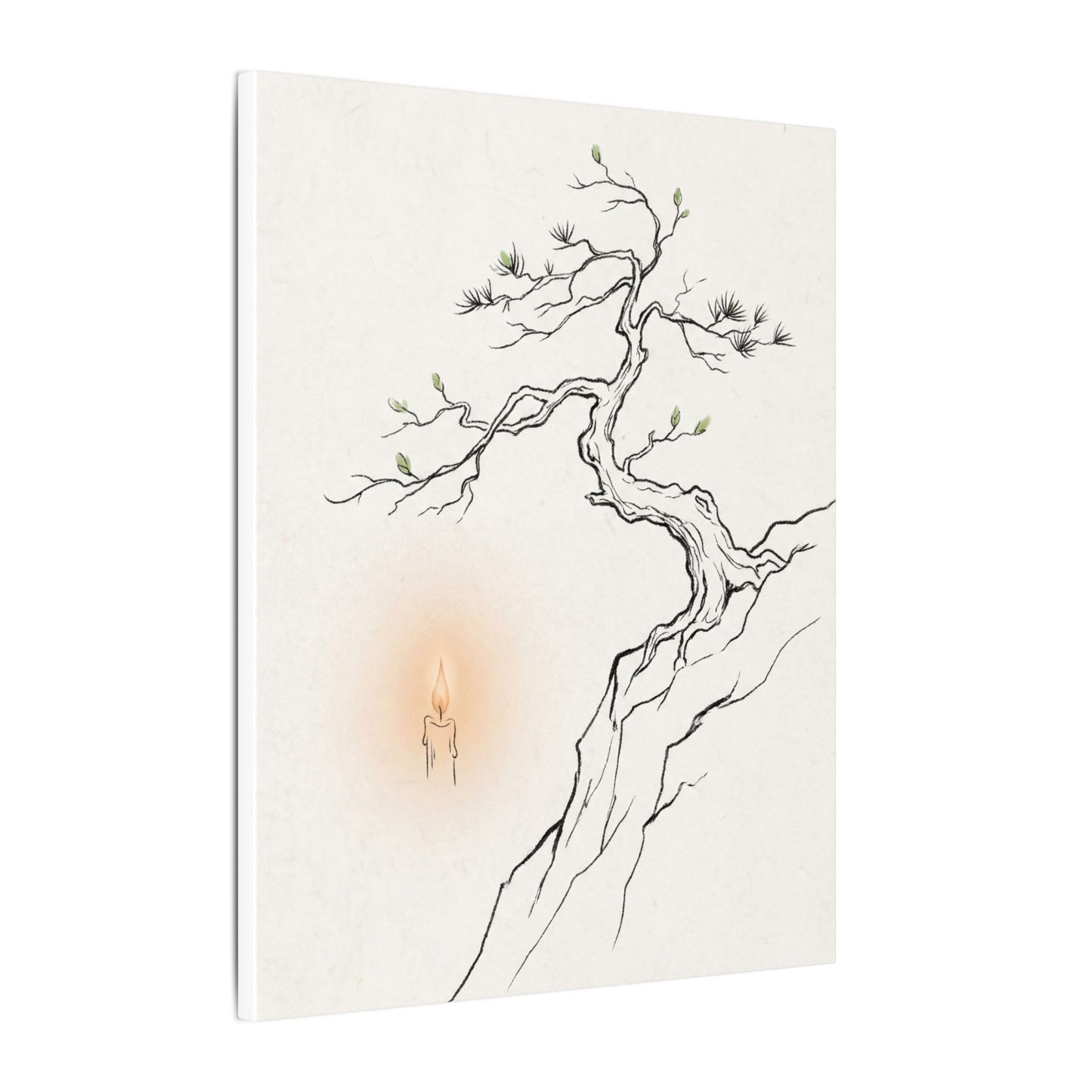 Candlelight Pine Tree Canvas Art - Japandi Shibui