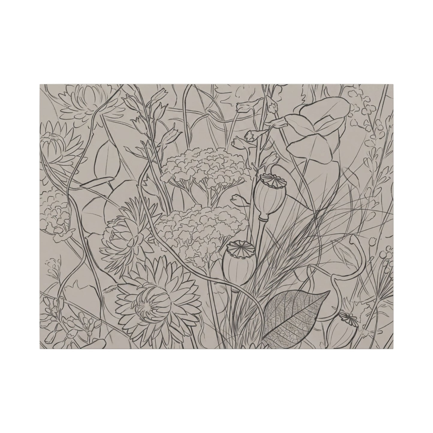 Summer Dried Flowers Minimal Line Canvas Art | Elegant Decor