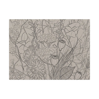 Summer Dried Flowers Minimal Line Canvas Art | Elegant Decor
