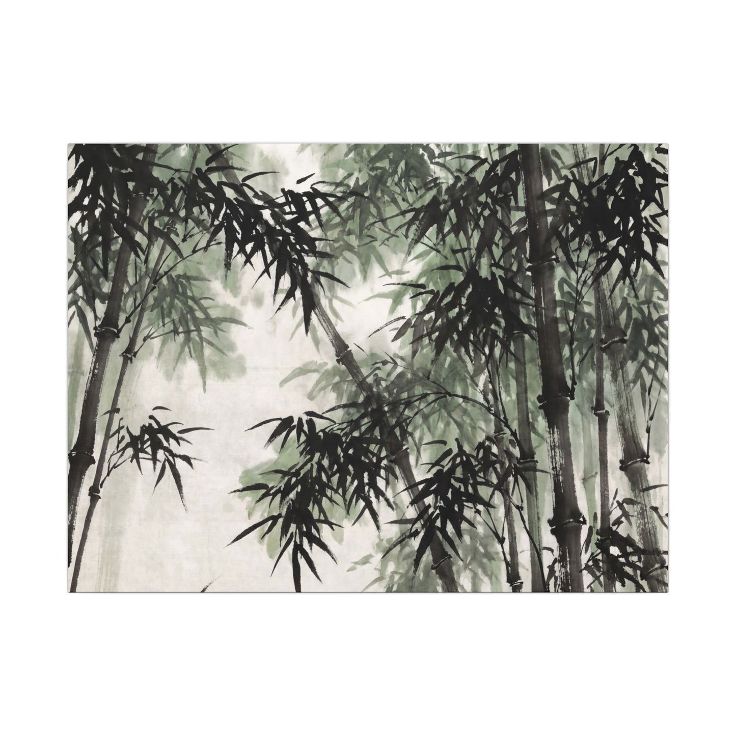 Zen Bamboo Grove in Overcast | Sumi E Canvas Art Art Print